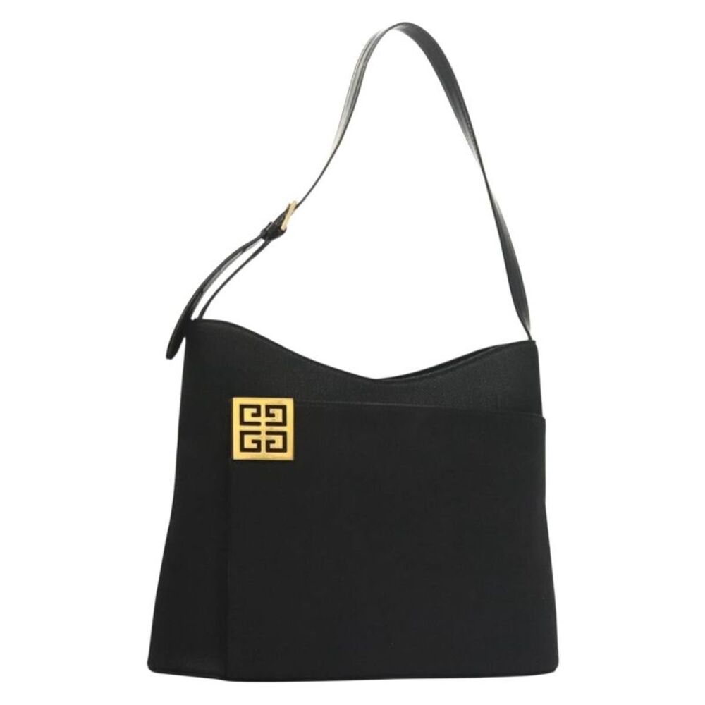 Givenchy Vintage 4G Leather Black Canvas Shoulder Bag Bag